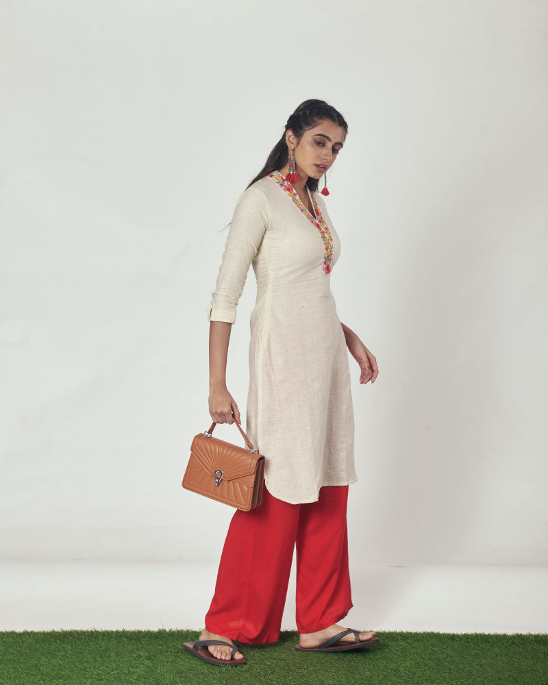 Women White Lace Work Chiffon Kurta Set (Pack Of 3 Pcs- Kurta & Pant W –  Anaysa Fashion